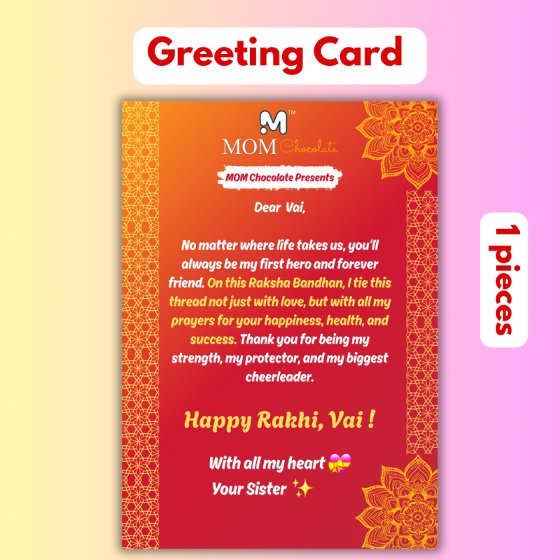 Raksha Bandhan Gift Hamper @ ₹99 – Custom Chocolate, Rakhi, Roli-Chawal & Greeting Card