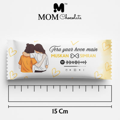 Personalized Friendship Chocolate || “Tera Yaar Hoon Main” Gift Bar | Custom Name Wrapper for Best Friends | Spotify Code Keepsake