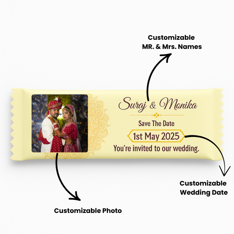 Personalized Wedding Invitation Chocolate Bar – Custom Photo & Details for Your Big Day
