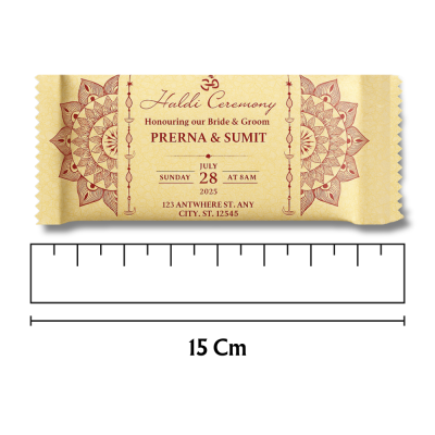 Customized Haldi Ceremony Chocolate Bar Pack – Personalize Names, Dates & Venue for a Memorable Wedding Favor