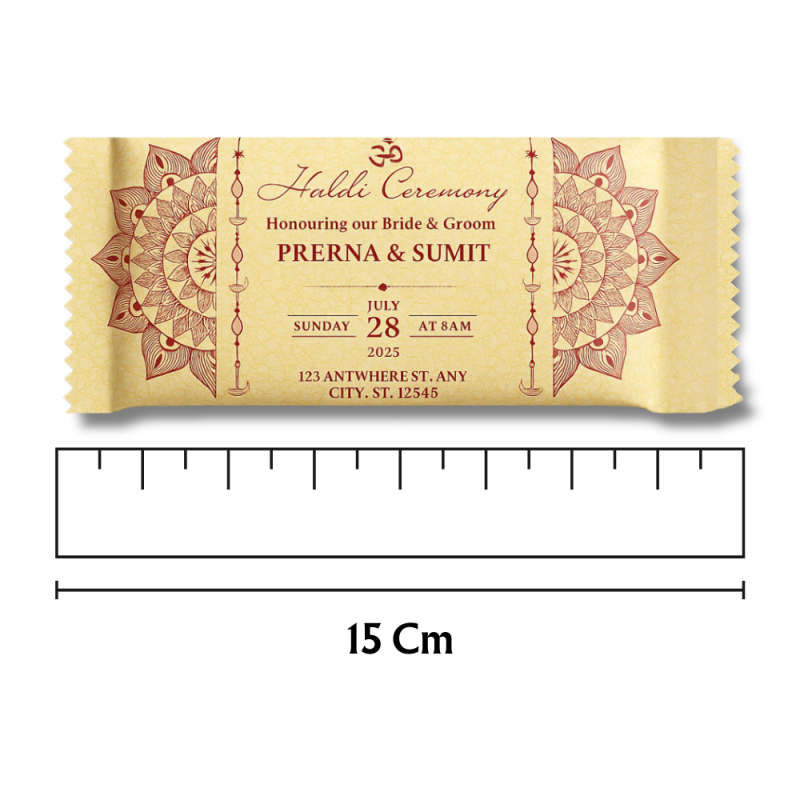 Customized Haldi Ceremony Chocolate Bar Pack – Personalize Names, Dates & Venue for a Memorable Wedding Favor